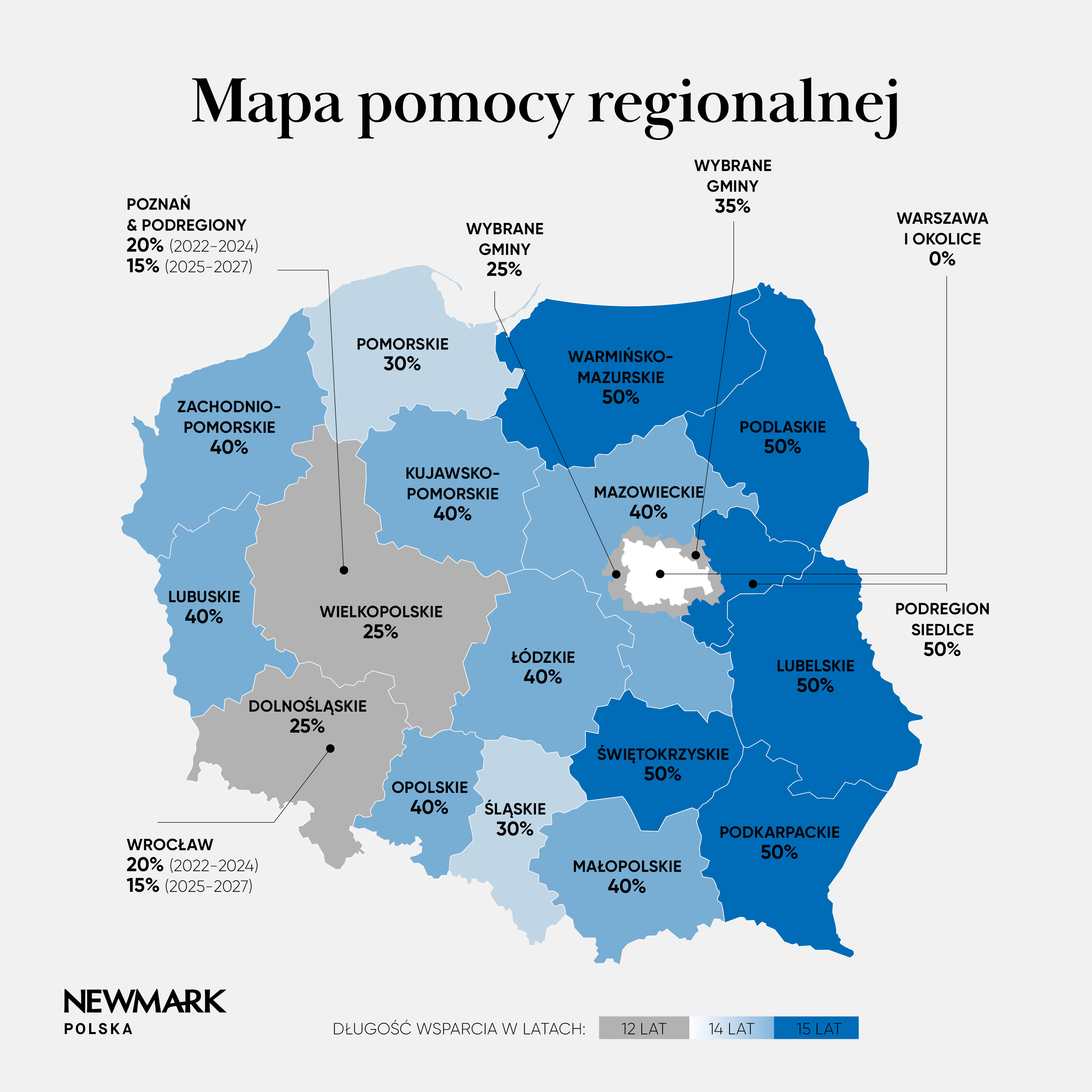 Mapa pomocy regionalnej Newmark Polska